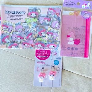 NWT My Melody bundle, cable protector with two pouches
